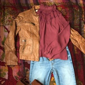 High ruffle neck blouse